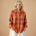 Women's Vintage Check Snap-Front Shirt Cardigan - Orange