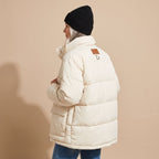 Women's Roomy Quilted Utility Jacket with Large Attached Hood - Beige