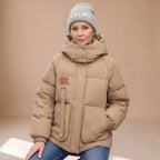 Women's Roomy Quilted Utility Jacket with Large Attached Hood