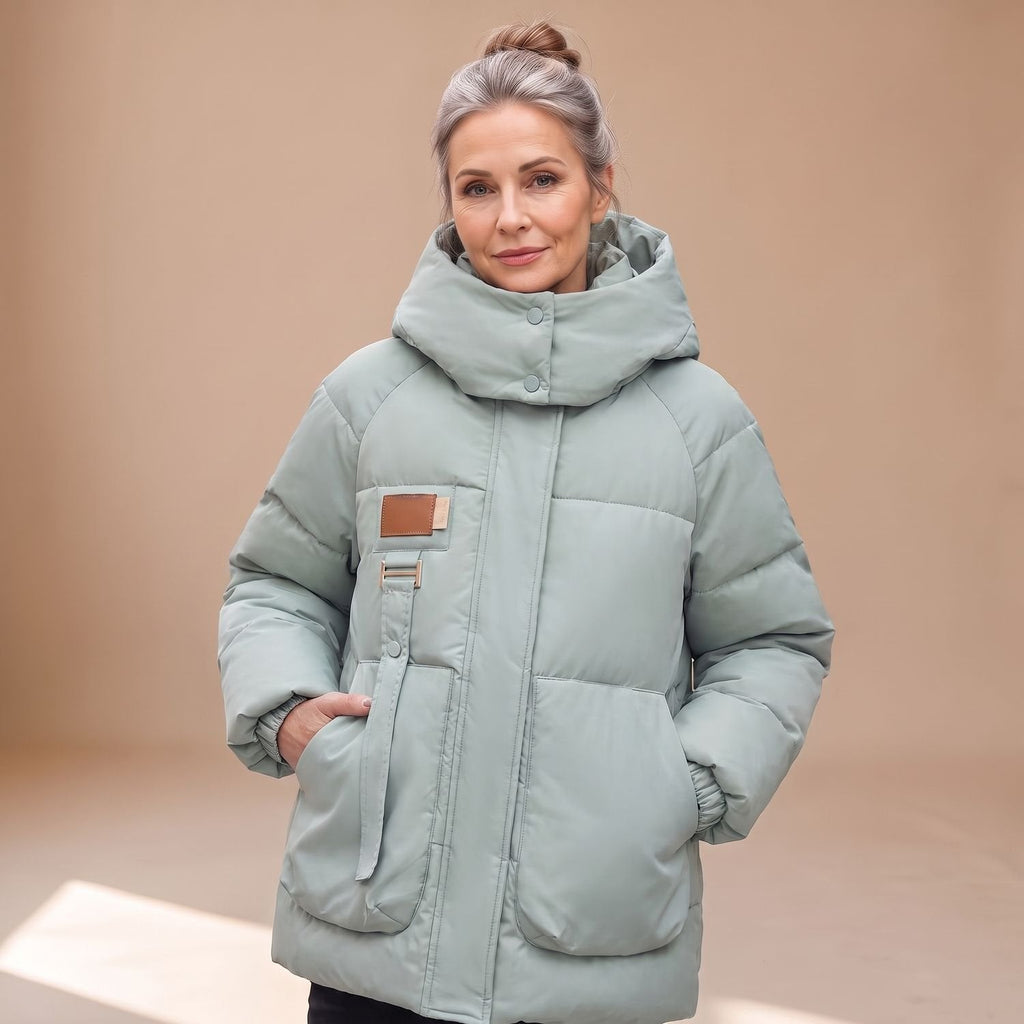 Women's Roomy Quilted Utility Jacket with Large Attached Hood