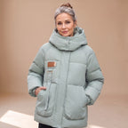 Women's Roomy Quilted Utility Jacket with Large Attached Hood