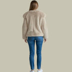 Women's Oversized Split-Side Tunic Jumper with Ribbed Polo Neck