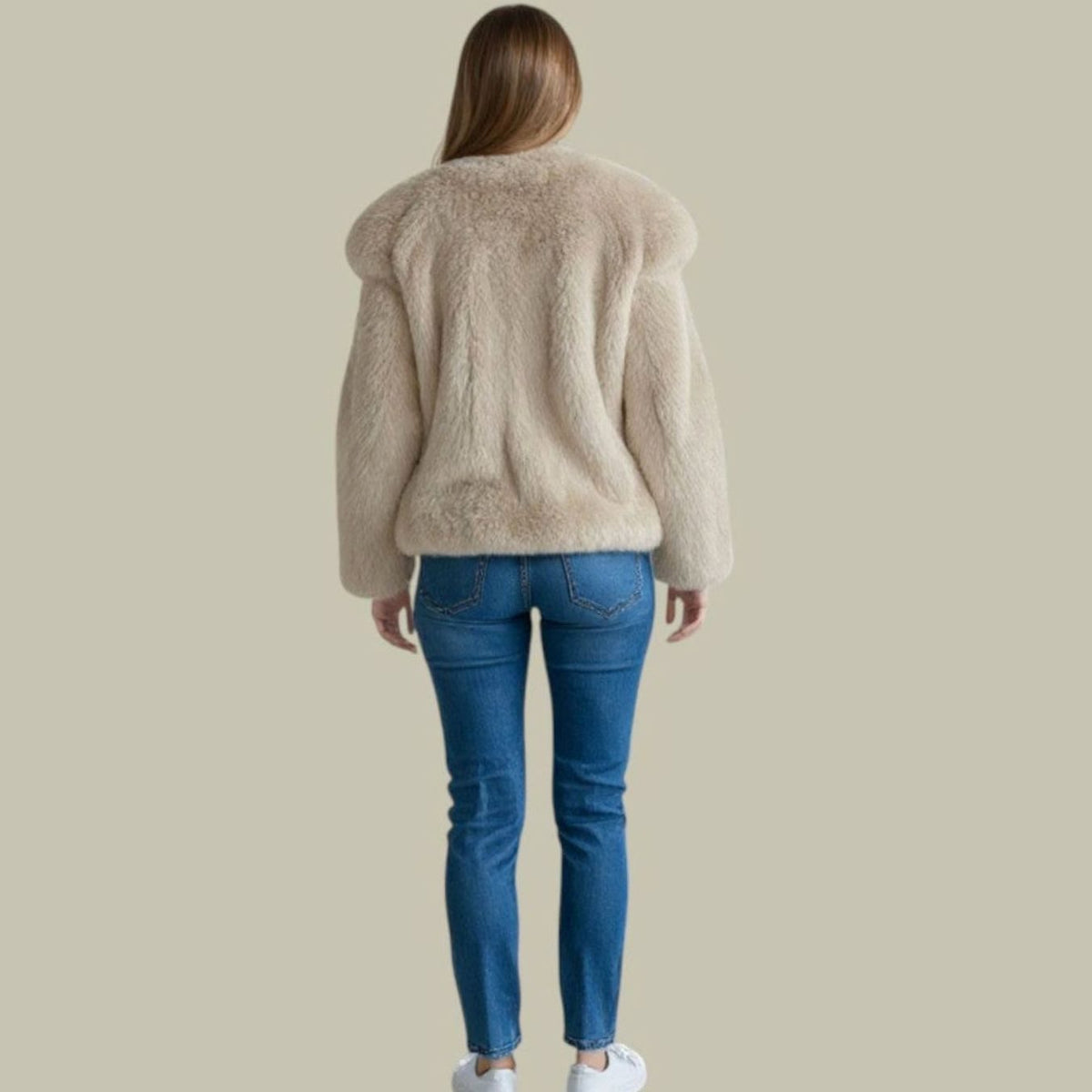 Women's Oversized Split-Side Tunic Jumper with Ribbed Polo Neck