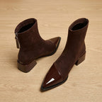 Women's Office-to-Evening Block-Heel Boots with Shiny Pointed Toe
