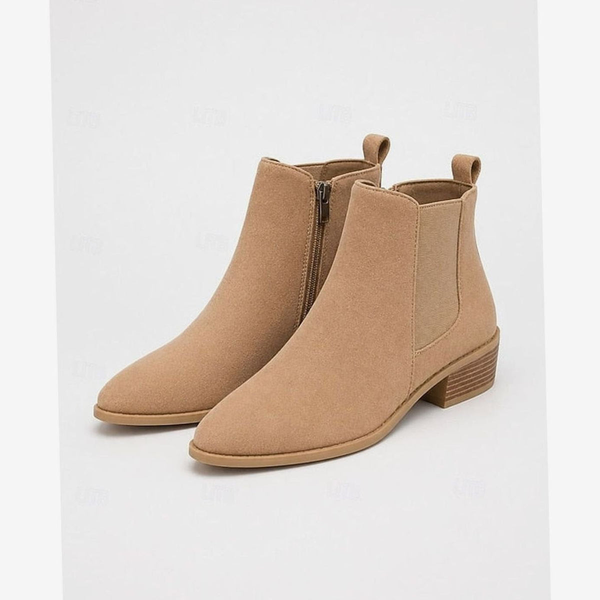 Women's Work-to-Weekend Pointed Suede Boots with Side Zip - Khaki