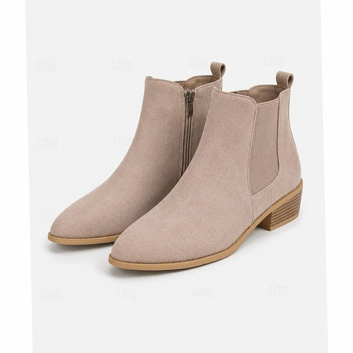 Women's Work-to-Weekend Pointed Suede Boots with Side Zip - Grey