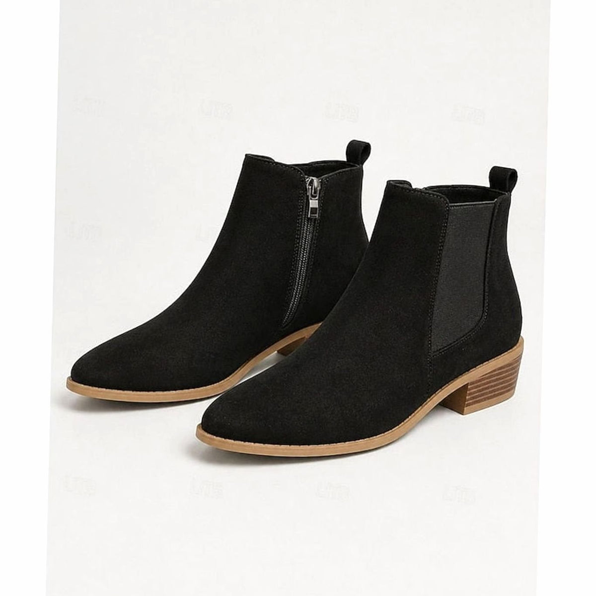 Women's Work-to-Weekend Pointed Suede Boots with Side Zip - Black