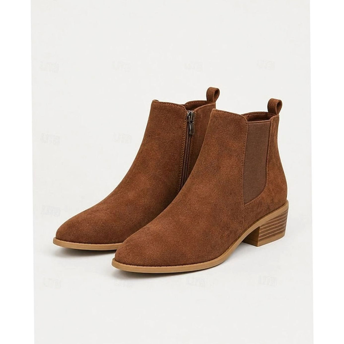 Women's Work-to-Weekend Pointed Suede Boots with Side Zip - Dark Brown