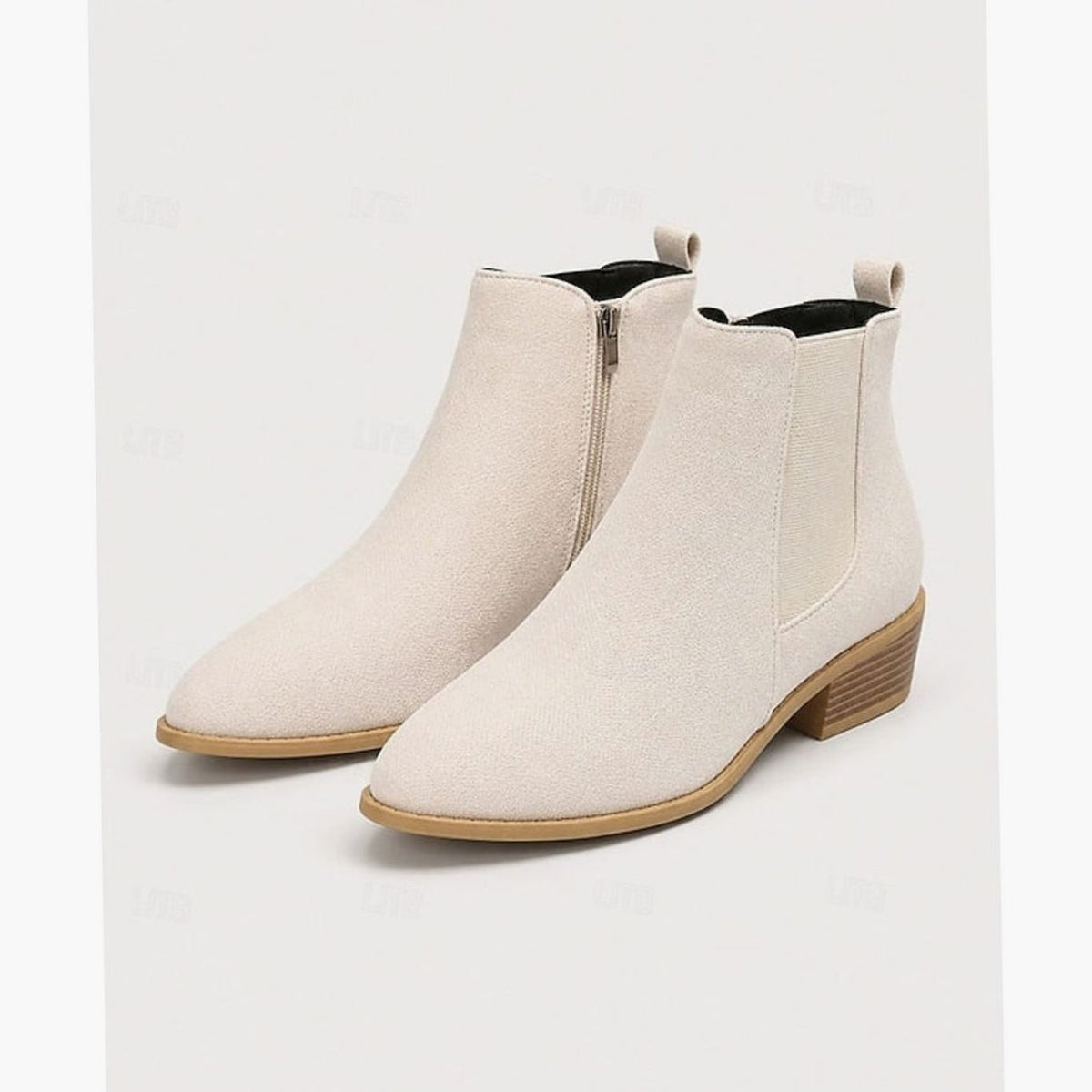 Women's Work-to-Weekend Pointed Suede Boots with Side Zip - Beige