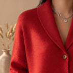Women's Polo-Collar Light Rib Cardigan for Office to Evening
