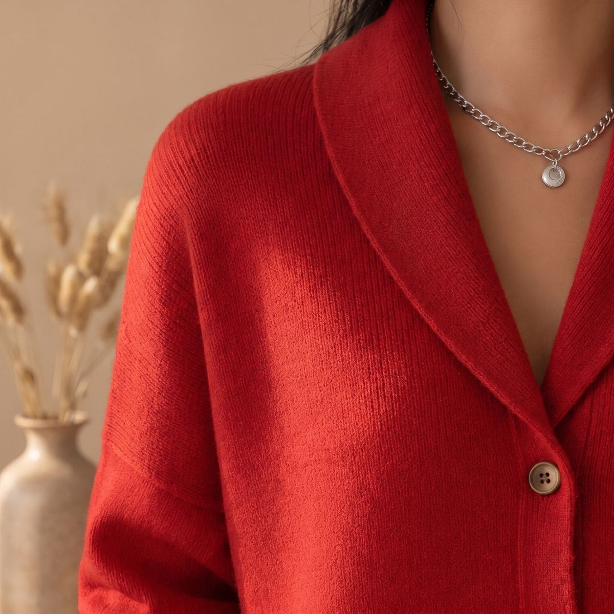 Women's Polo-Collar Light Rib Cardigan for Office to Evening