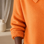 Women's Polo-Collar Light Rib Cardigan for Office to Evening