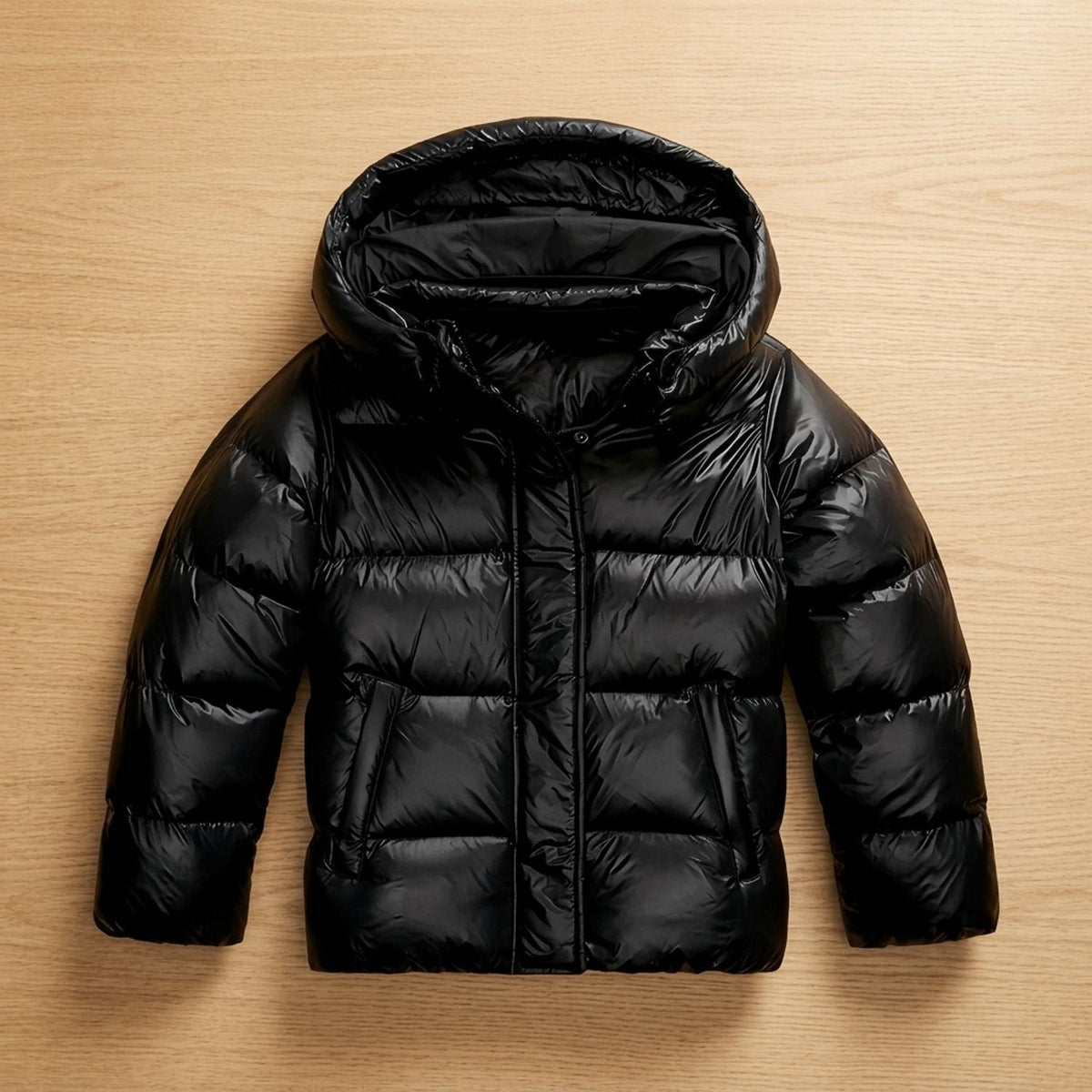 Women's Clean-Quilted Hooded Puffer Jacket in a Straight Cut