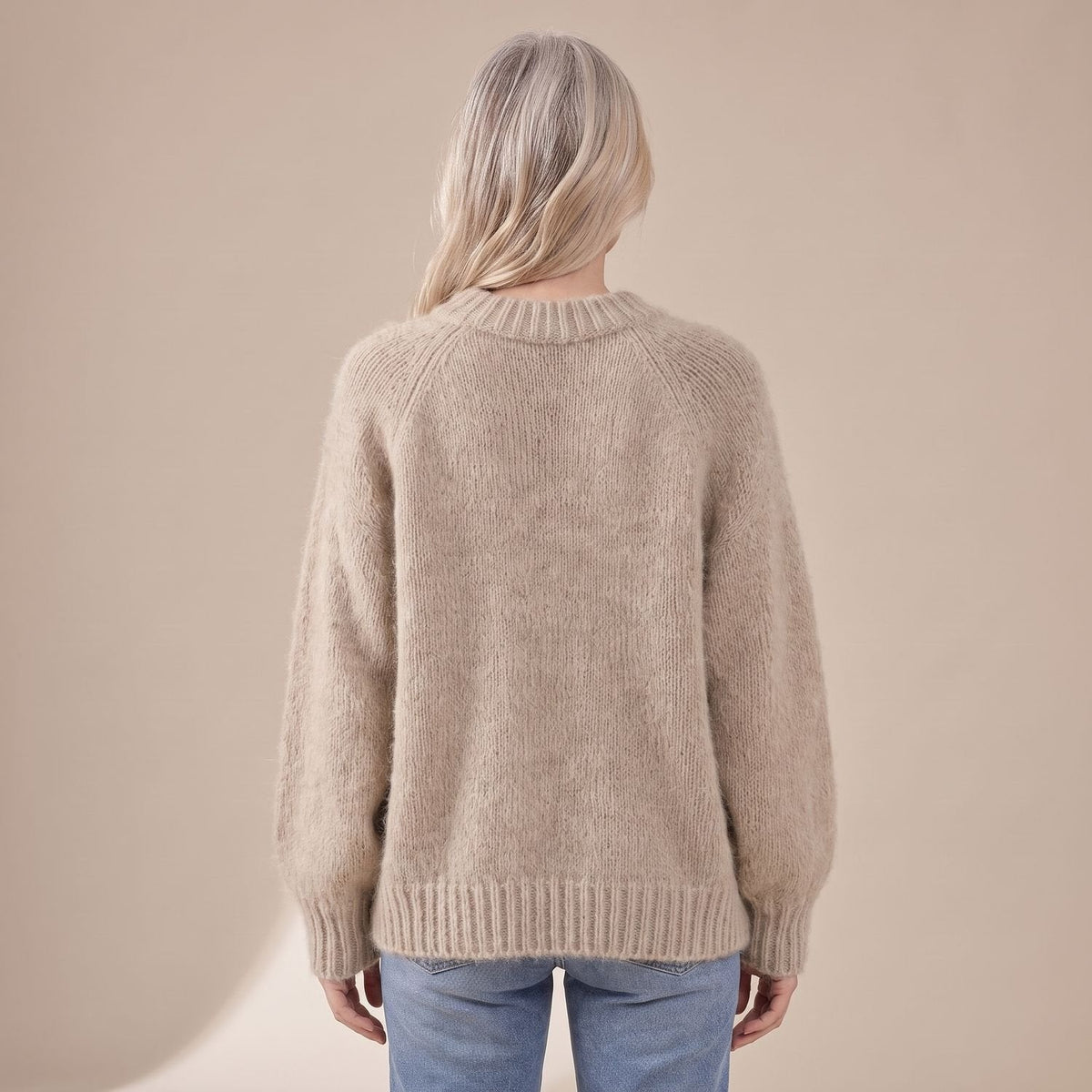 Women's Soft Fluffy Knit Jumper in a Relaxed Raglan Cut
