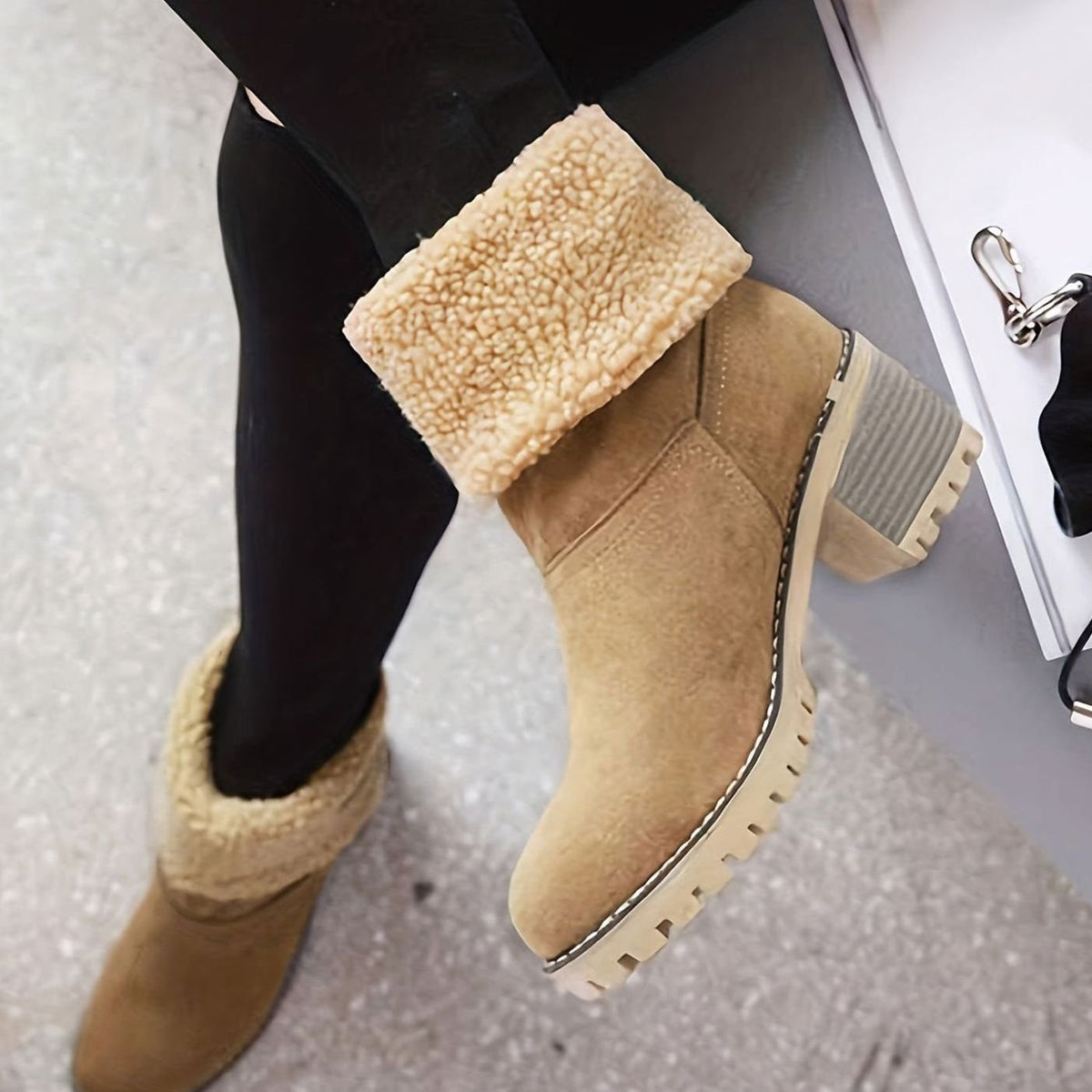 Women's Lug Sole Pull-On Boots with Fold-Over Sherpa Cuff