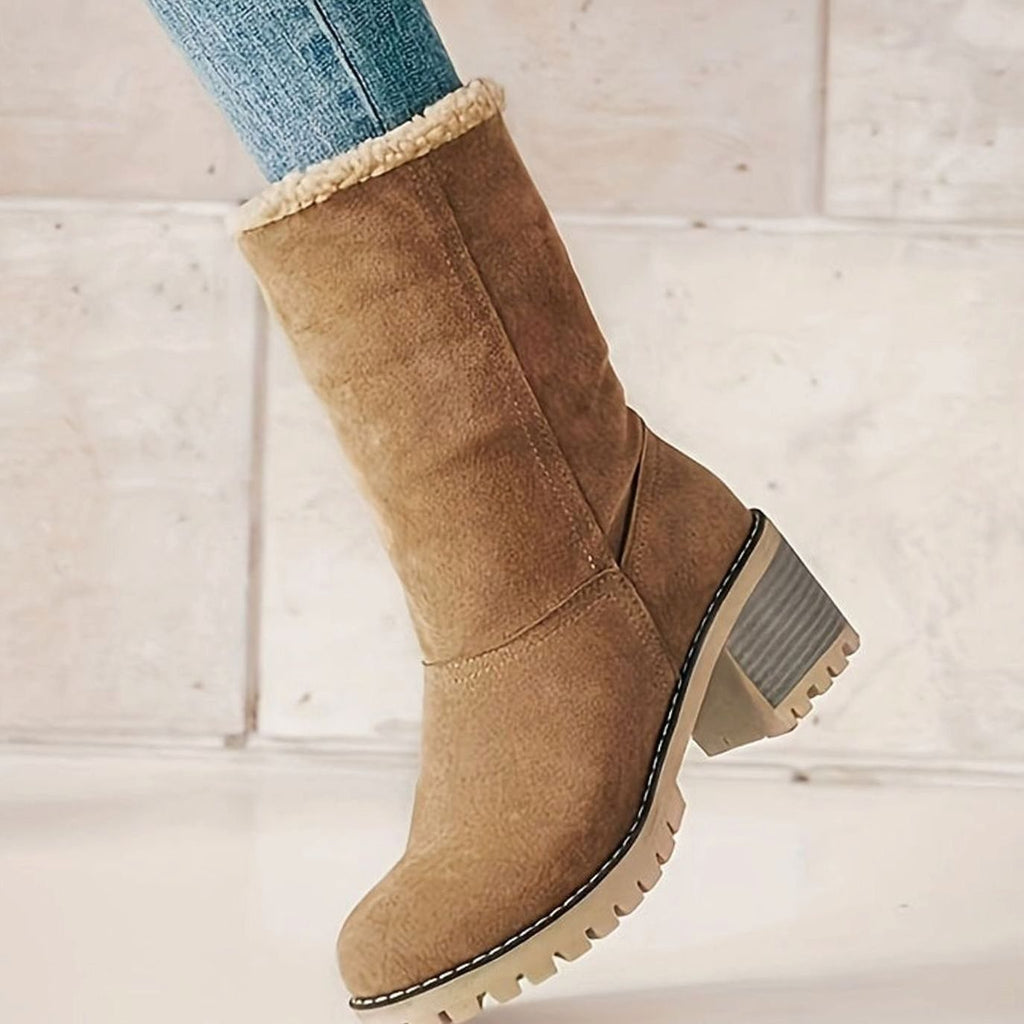 Women's Lug Sole Pull-On Boots with Fold-Over Sherpa Cuff