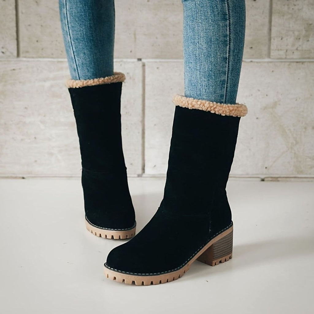 Women's Lug Sole Pull-On Boots with Fold-Over Sherpa Cuff