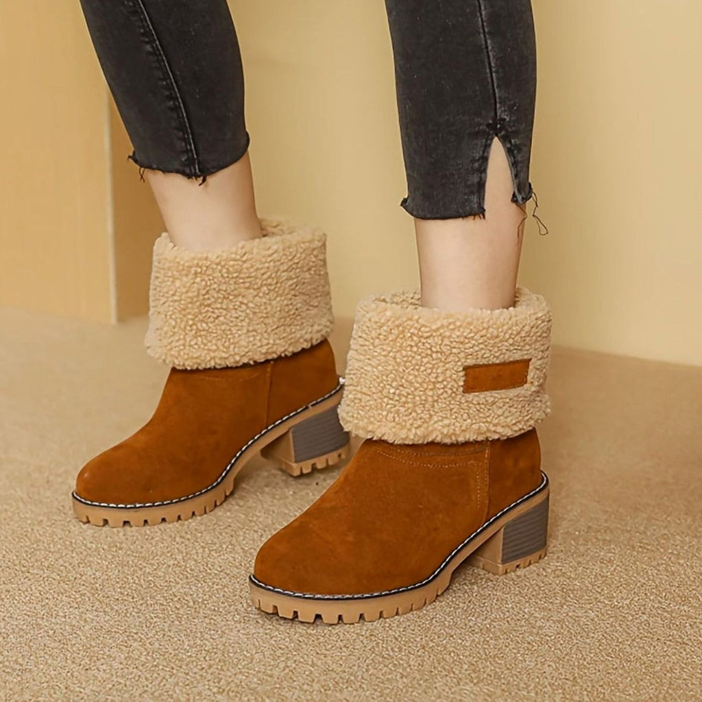 Women's Lug Sole Pull-On Boots with Fold-Over Sherpa Cuff