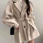 Women's Flared A-Line Swing Coat with Self-Tie Belt