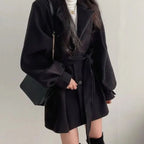 Women's Flared A-Line Swing Coat with Self-Tie Belt