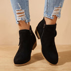 Women's Diagonal-Zip Faux Suede Ankle Boots with Roomy Toe Box