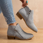 Women's Diagonal-Zip Faux Suede Ankle Boots with Roomy Toe Box