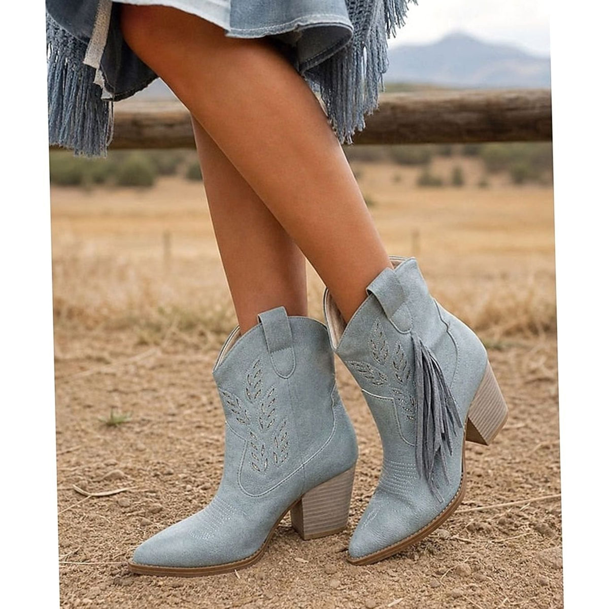 Women's Festival Western Boots with Side Tassel and Pointed Toe
