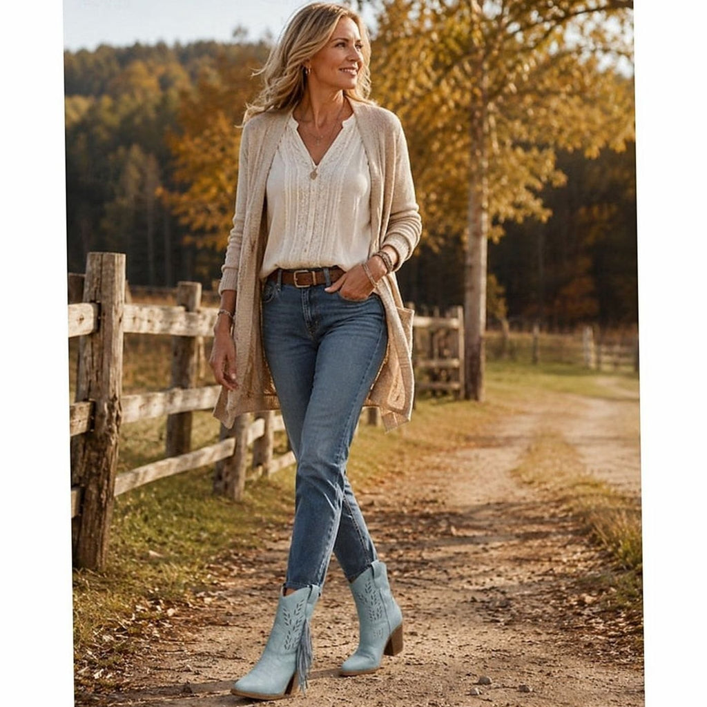 Women's Festival Western Boots with Side Tassel and Pointed Toe
