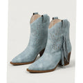 Women's Festival Western Boots with Side Tassel and Pointed Toe - Blue