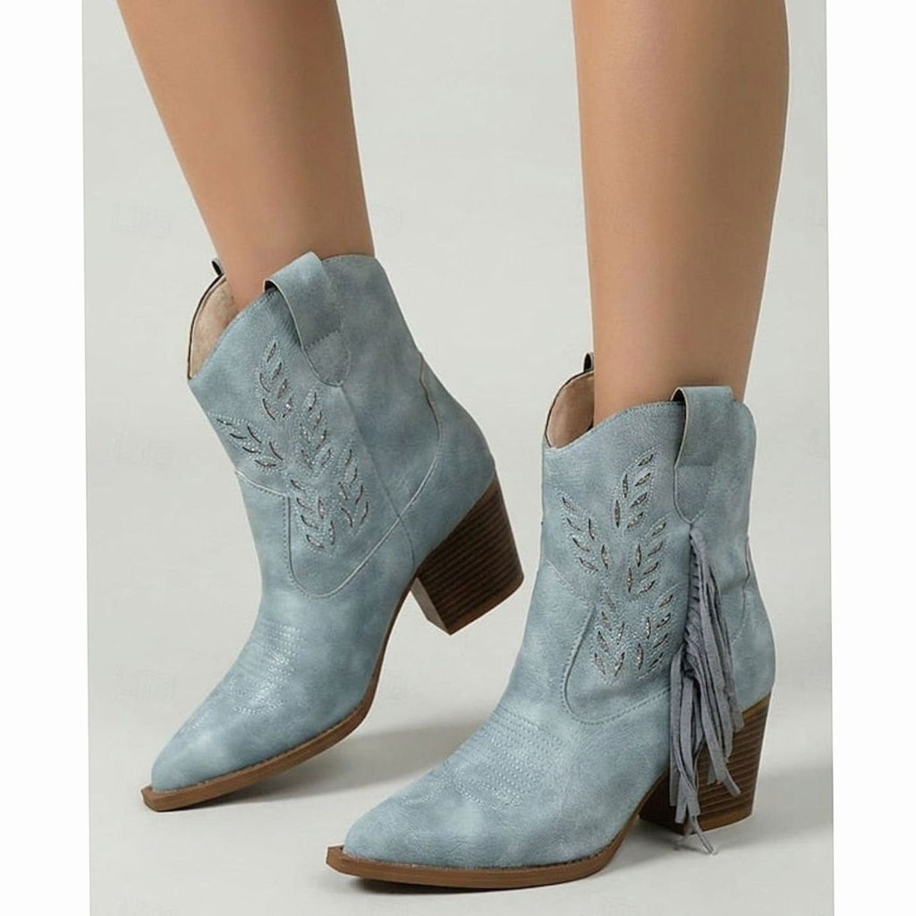 Women's Festival Western Boots with Side Tassel and Pointed Toe