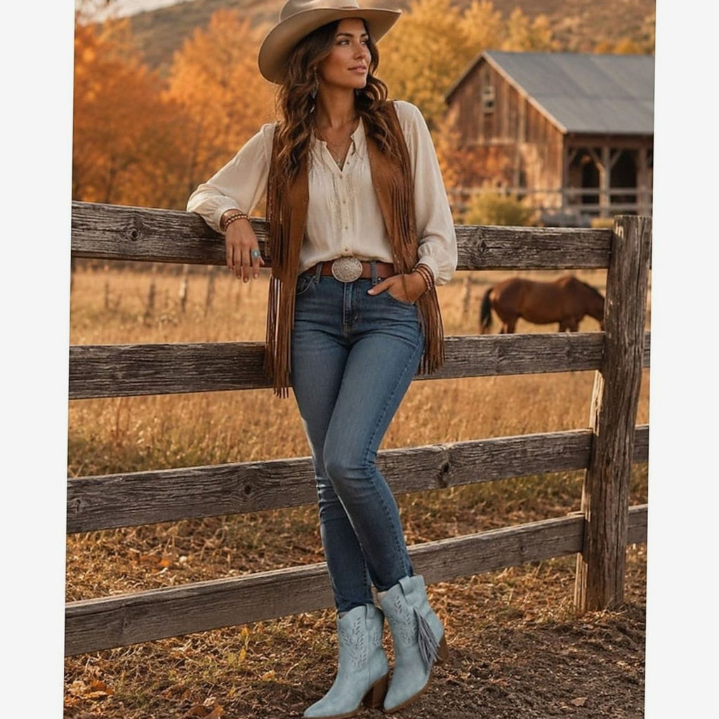 Women's Festival Western Boots with Side Tassel and Pointed Toe