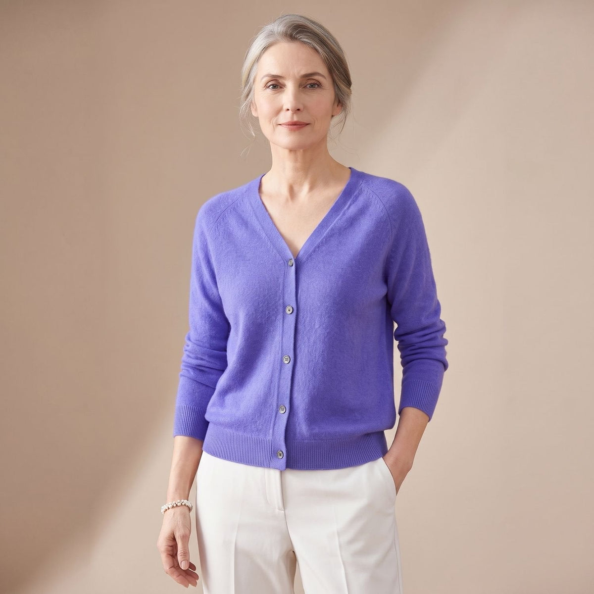 Women's V-Neck Light Knit Cardigan for Office and Weekends - Dark Blue