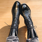 Women's Retro-Inspired Lace-Front Boots with Removable Insole