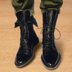 Women's Retro-Inspired Lace-Front Boots with Removable Insole