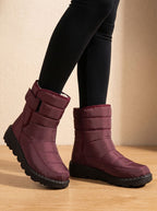Women's Deep-Tread Nylon Winter Boots with Fleece Lining and Buckle