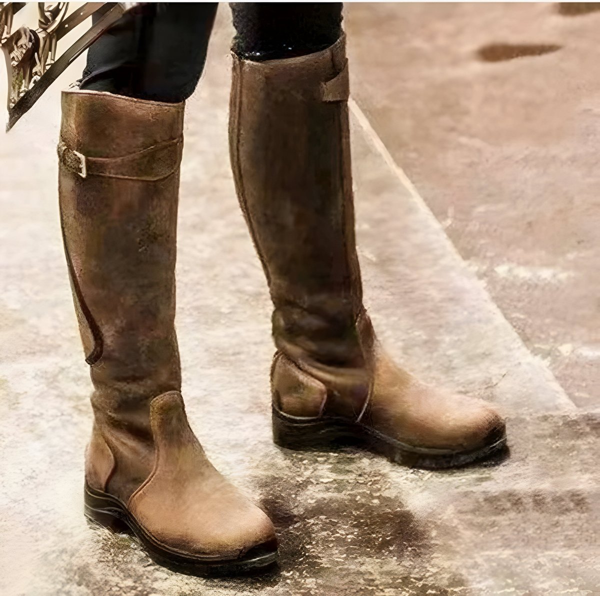 Women's Waterproof Tall Leather Boots with Gel Insole and Grip Sole - Brown