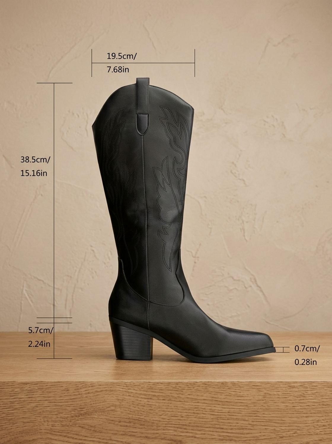 Women's Embroidered Western Knee-High Boots with Wide-Calf Fit
