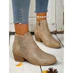 Women's Classic Cutout Ankle Boots with Easy Side Zip