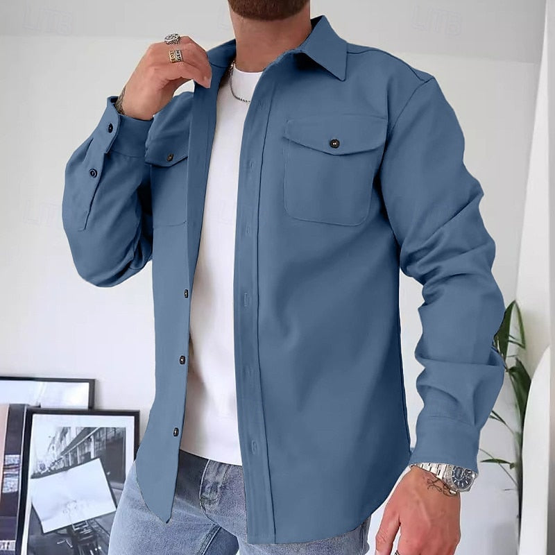 Men's Relaxed-Fit Two-Pocket Overshirt for Everyday Layering