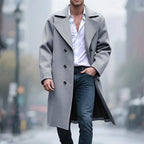 Men's Long Double-Breasted Lapel Coat in a Structured Cut