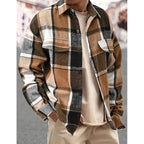 Men's Timeless Check Shirt Jacket to Wear Open or Buttoned - Yellow