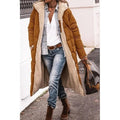 Women's Fleece-Lined Relaxed Puffer Coat, Below-the-Hip Length - Brown