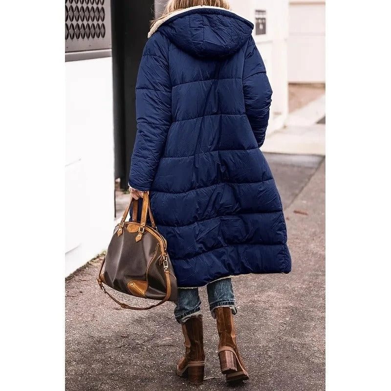 Women's Fleece-Lined Relaxed Puffer Coat, Below-the-Hip Length