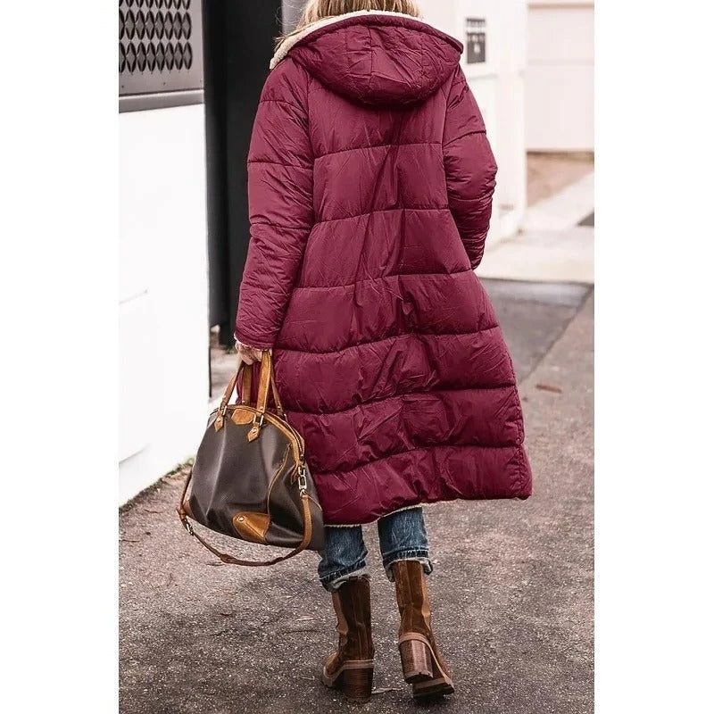 Women's Fleece-Lined Relaxed Puffer Coat, Below-the-Hip Length