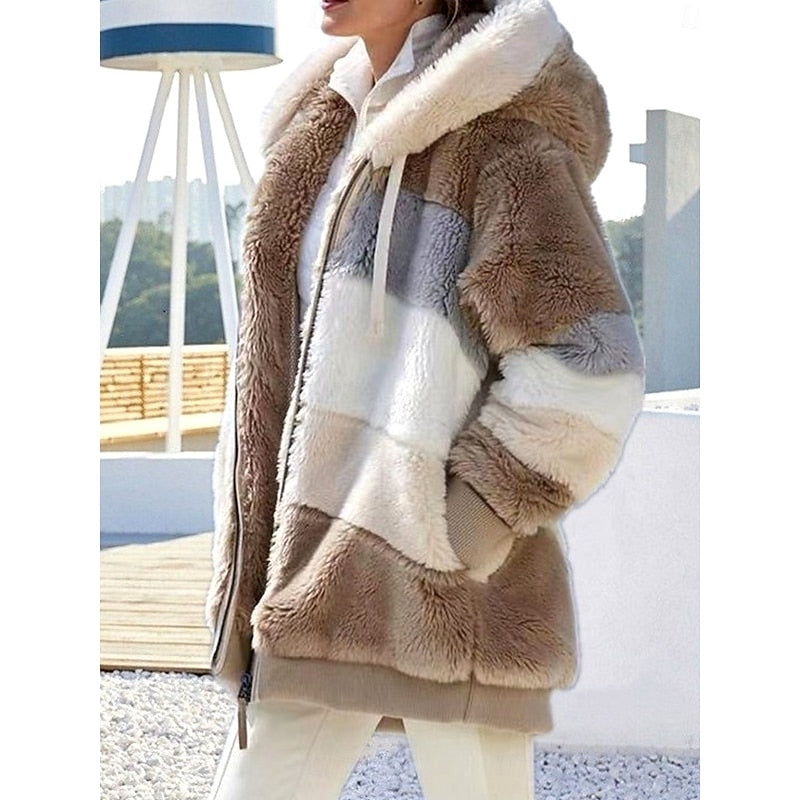 Women's Full-Zip Plush Hooded Jacket in a Roomy Cut