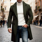 Men's Structured Winter Overcoat in a Long Double-Breasted Cut
